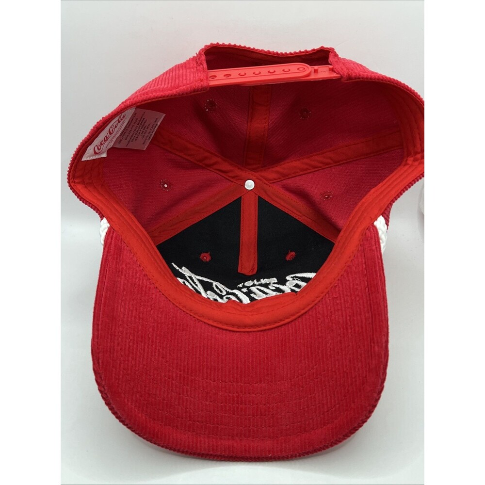 Coca Cola Script Logo Red Corduroy Snapback Rope … - image 2